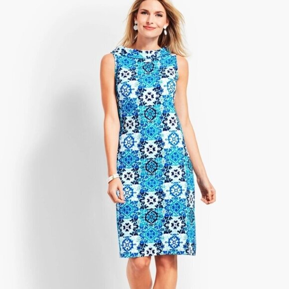 Talbots Dresses & Skirts - Talbots Audrey-Neck Medallion Tile Interlock Sleeveless Shift Dress Size XLG